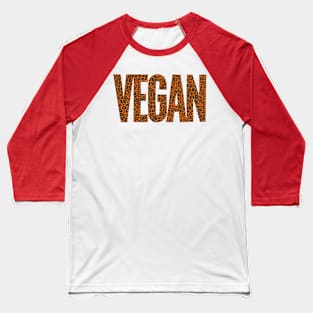 Vegan Word Art T-Shirt | Bright Orange Animal Print Letters #3 Baseball T-Shirt